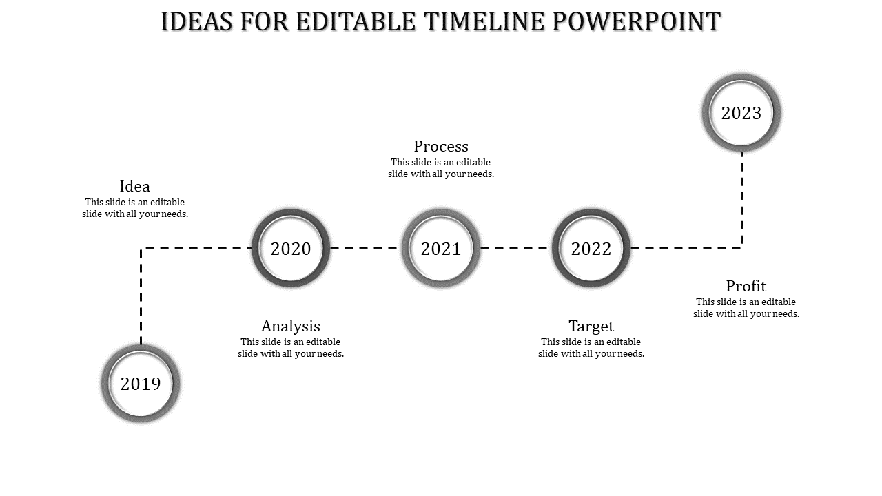 Amazing Editable Timeline PowerPoint In Grey Color